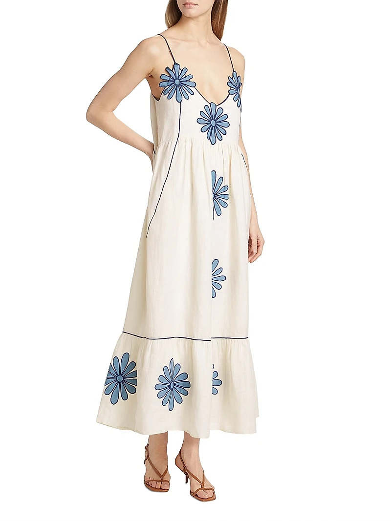 Carmen Linen Daisy Maxi Dress