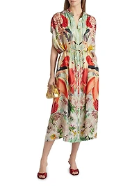 Valerie Flamingo Belted Midi Caftan