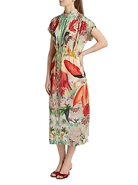 Valerie Flamingo Belted Midi Caftan