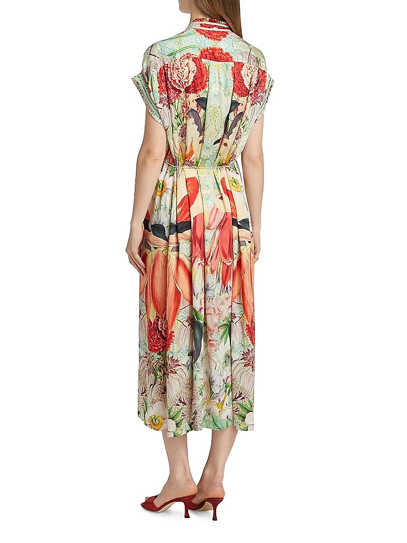 Valerie Flamingo Belted Midi Caftan