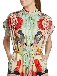 Valerie Flamingo Belted Midi Caftan