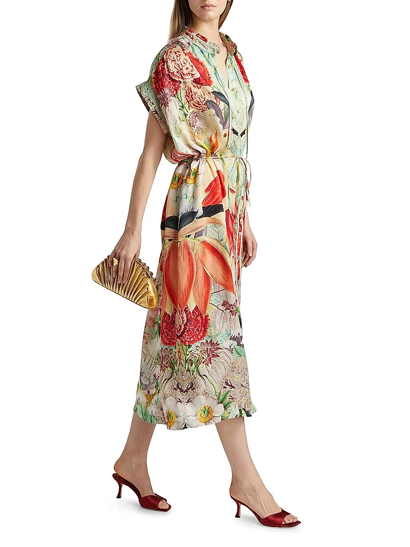 Valerie Flamingo Belted Midi Caftan
