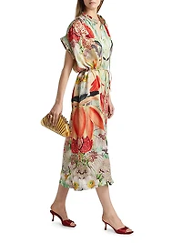 Valerie Flamingo Belted Midi Caftan