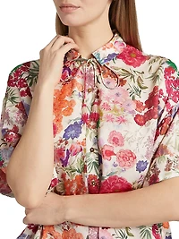 Floral Relaxed-Fit Button-Front Blouse