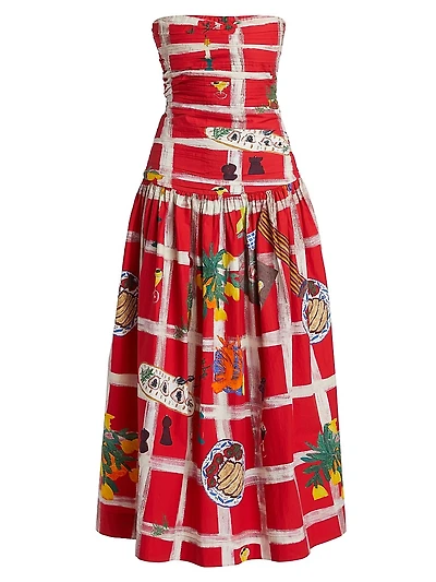Malla Strapless Midi-Dress