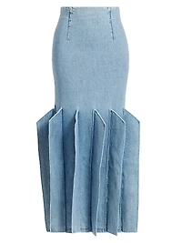 Denim Panelled Midi-Skirt