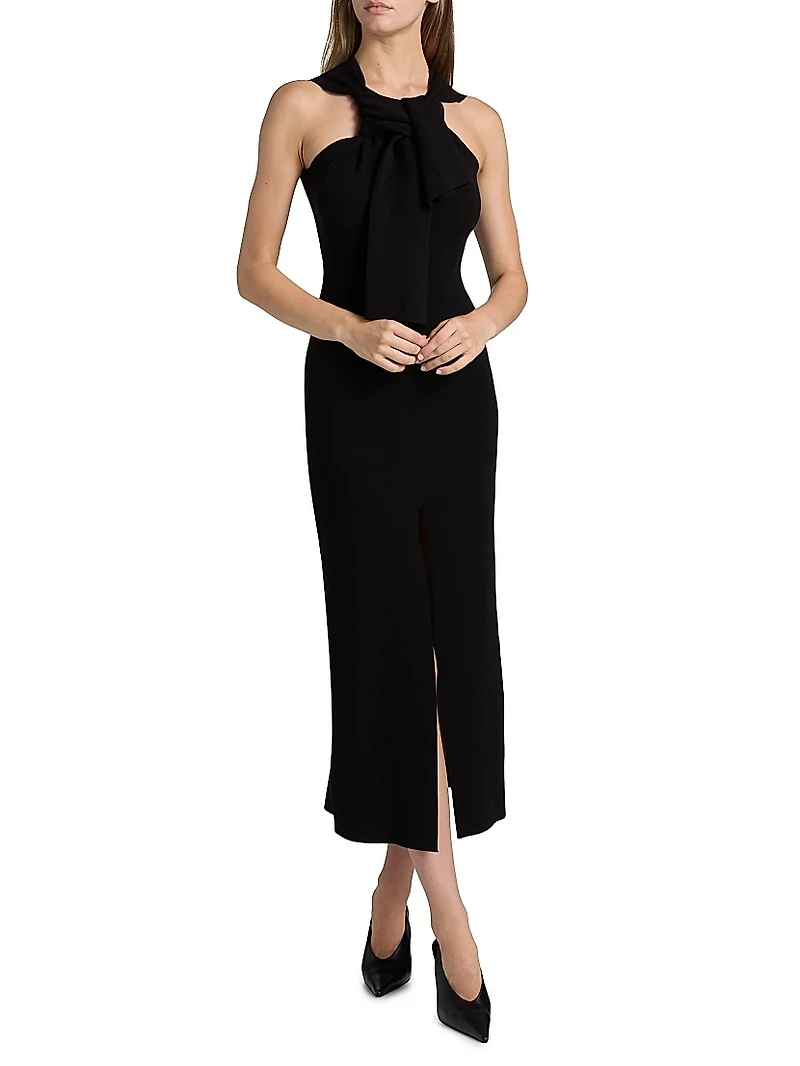 Tieneck Knit Midi-Dress