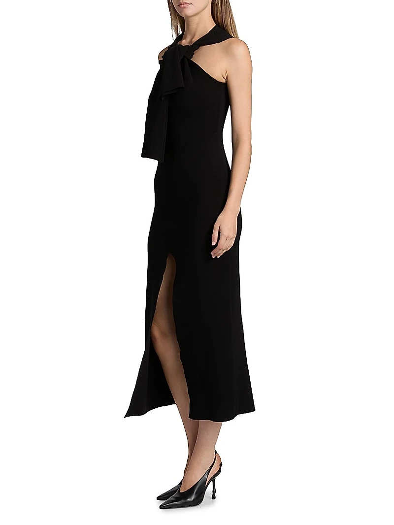 Tieneck Knit Midi-Dress