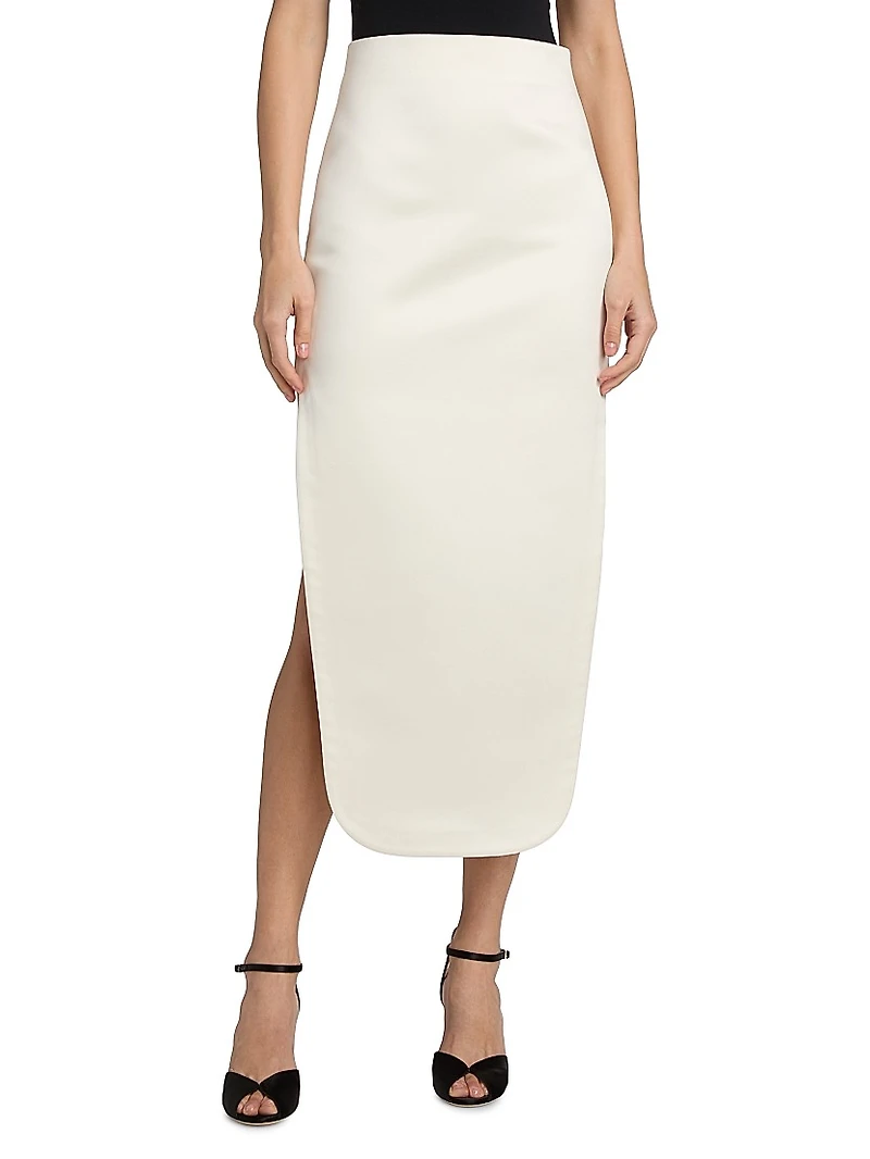 Curved Slit Midi-Skirt