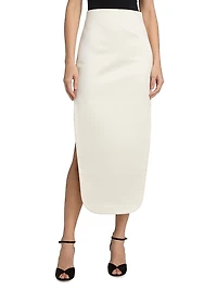 Curved Slit Midi-Skirt