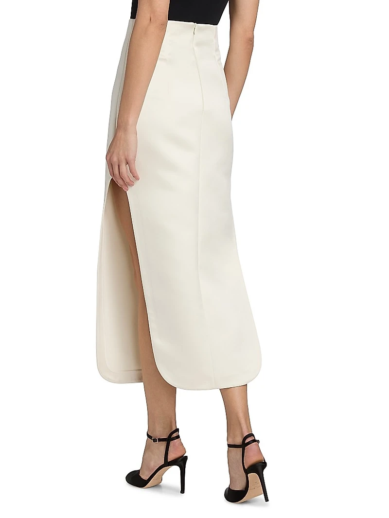 Curved Slit Midi-Skirt