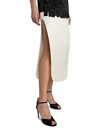 Curved Slit Midi-Skirt