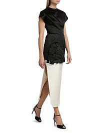 Curved Slit Midi-Skirt