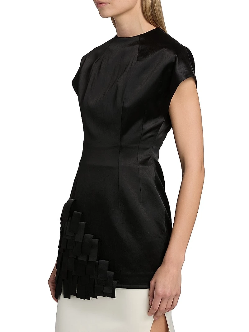 Satin Rectangle-Detailed Top