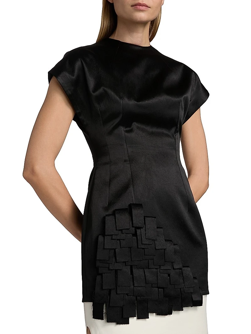 Satin Rectangle-Detailed Top