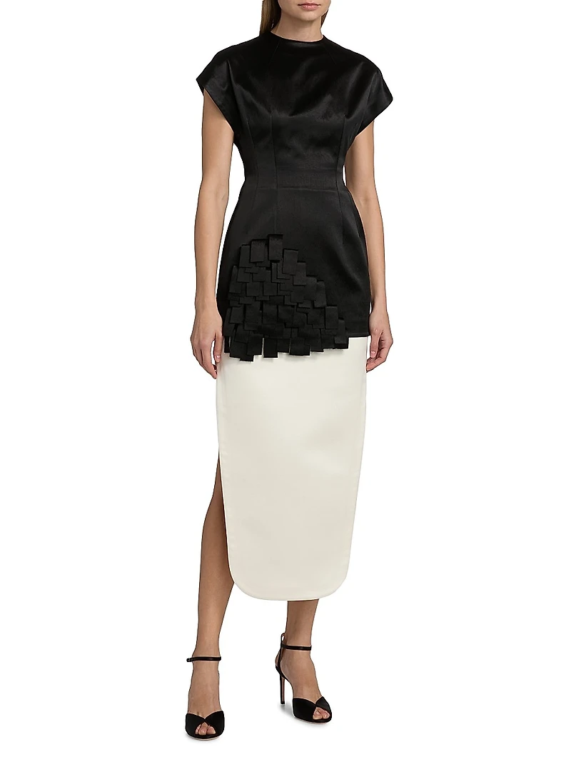 Satin Rectangle-Detailed Top