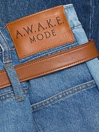 Patchwork Belted Wide-Leg Jeans