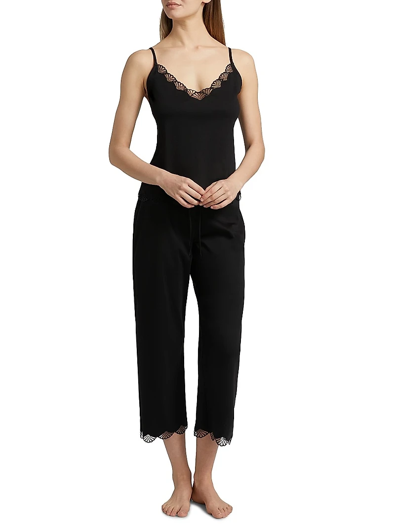 Bliss Serenity Lace-Trimmed Cotton Jersey Pajamas