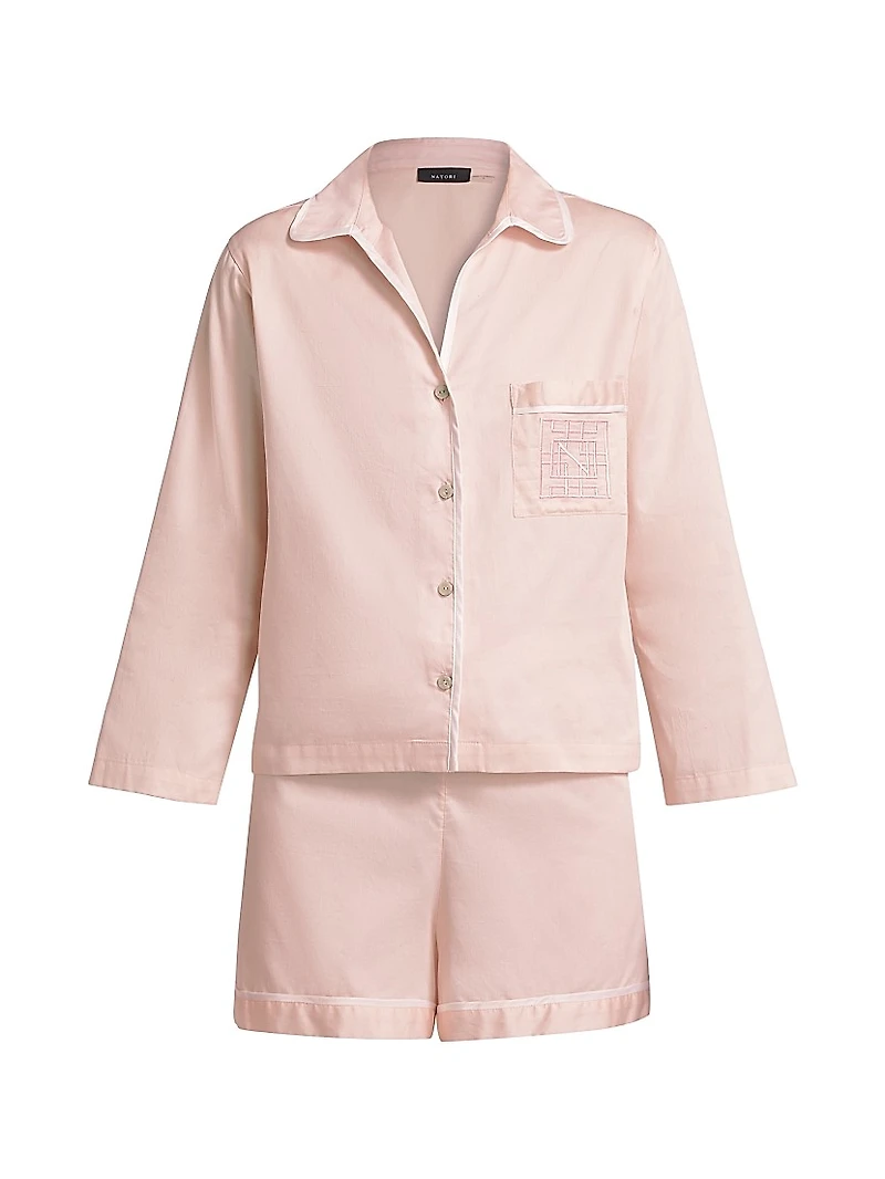 Embroidered Essentials Cotton Sateen Short Pajamas