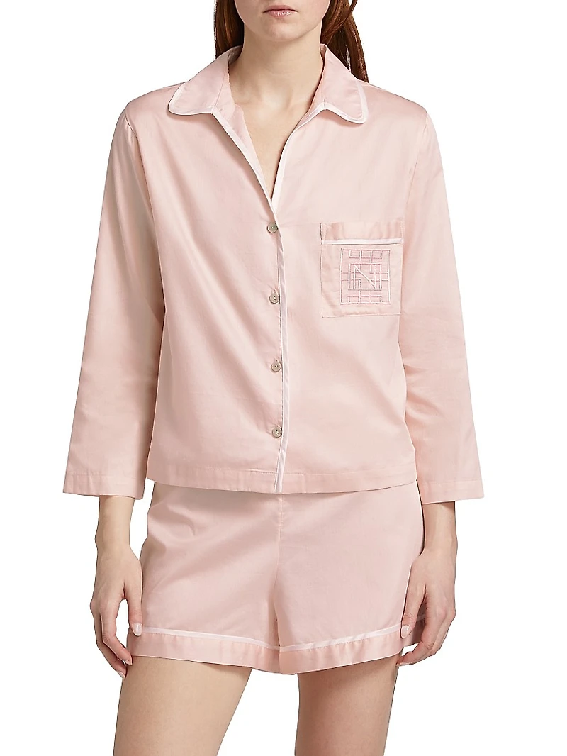Embroidered Essentials Cotton Sateen Short Pajamas