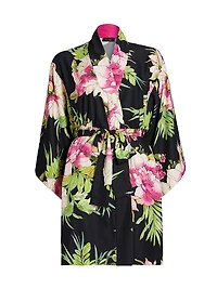 Sonomi Floral Charmeuse V-Neck Robe