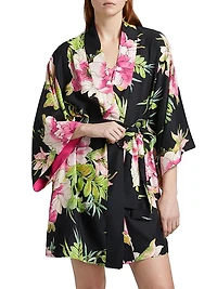 Sonomi Floral Charmeuse V-Neck Robe