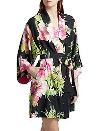 Sonomi Floral Charmeuse V-Neck Robe