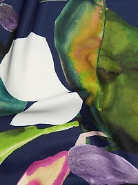 Daido Botanical-Printed Charmeuse V-Neck Caftan