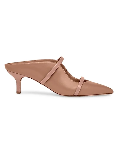 Maureen 45MM Leather Kitten Heel Mules