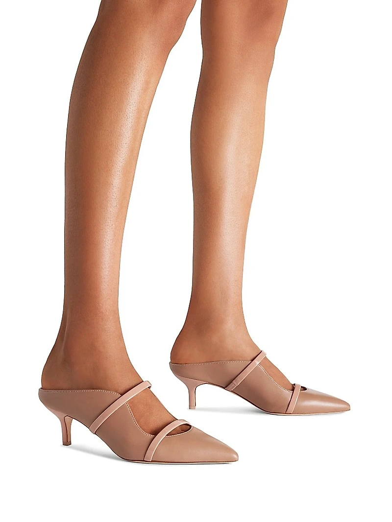 Maureen 45MM Leather Kitten Heel Mules