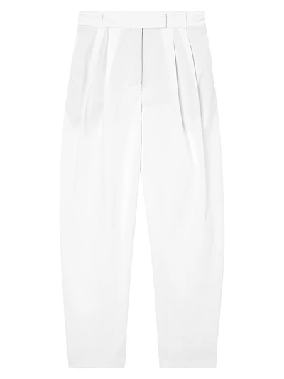 Pleated Cotton Barrel Trousers