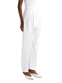 Pleated Cotton Barrel Trousers