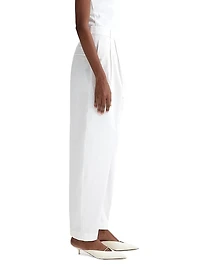 Pleated Cotton Barrel Trousers
