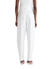 Pleated Cotton Barrel Trousers