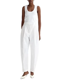 Pleated Cotton Barrel Trousers