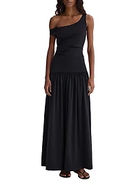 Off-Shoulder Light Scuba Maxi-Dress