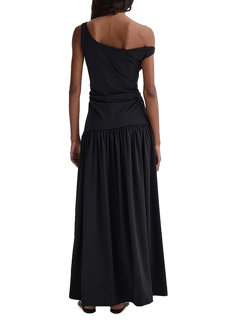 Off-Shoulder Light Scuba Maxi-Dress