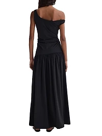 Off-Shoulder Light Scuba Maxi-Dress