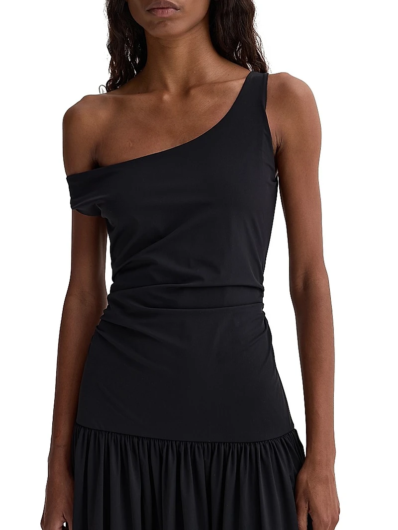 Off-Shoulder Light Scuba Maxi-Dress