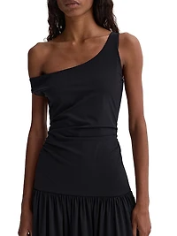 Off-Shoulder Light Scuba Maxi-Dress