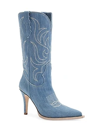 Cherie 95MM Denim Mid-Calf Boots