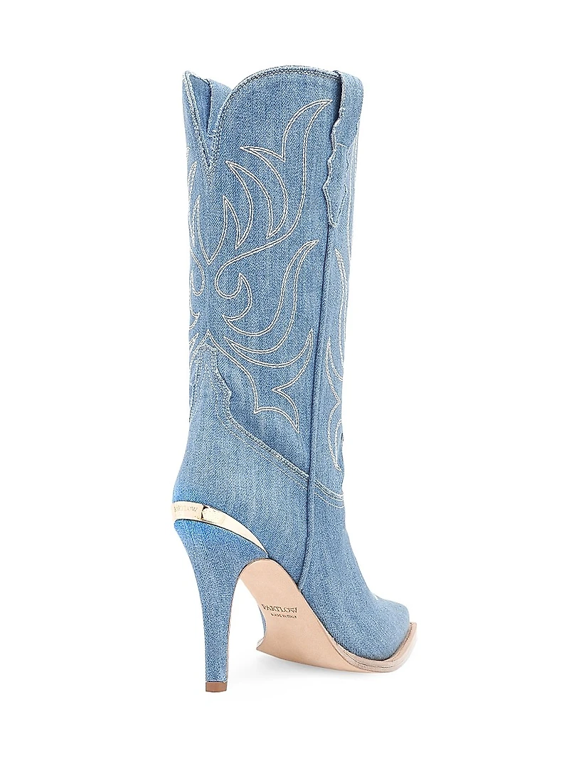 Cherie 95MM Denim Mid-Calf Boots