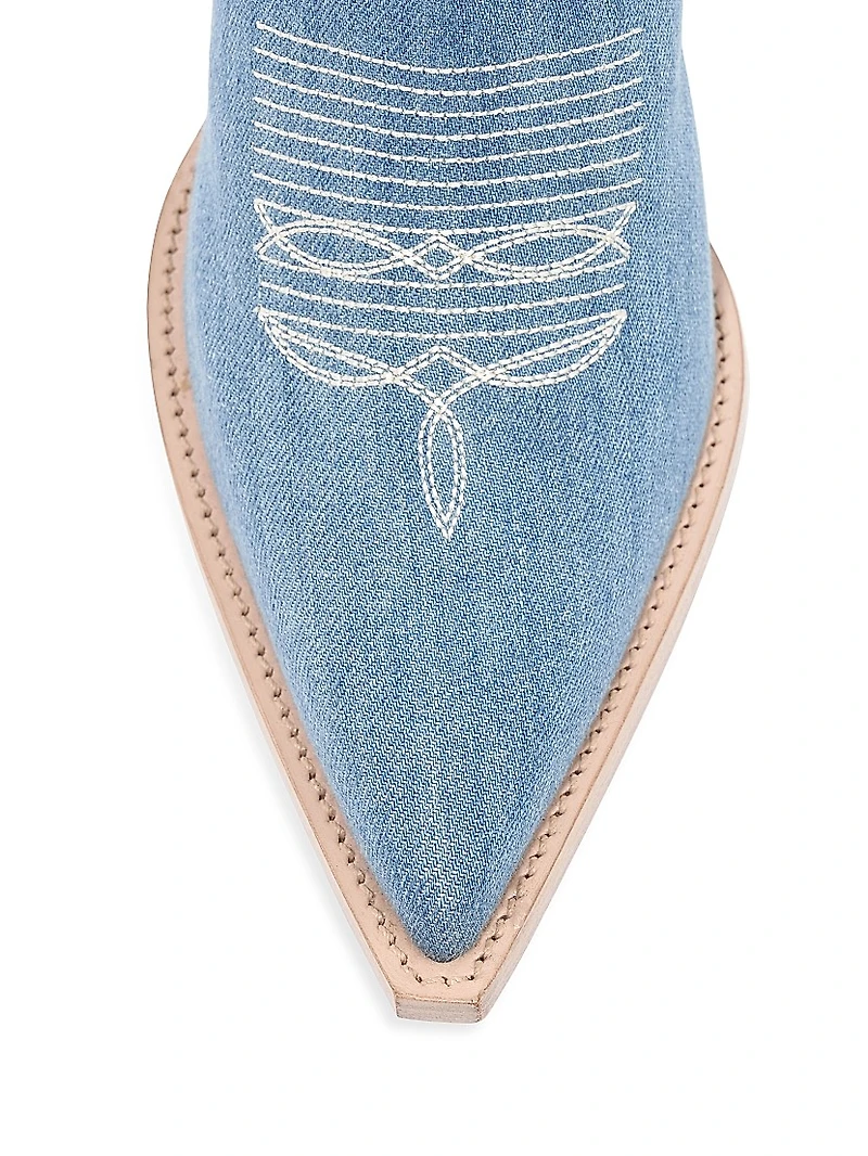 Cherie 95MM Denim Mid-Calf Boots