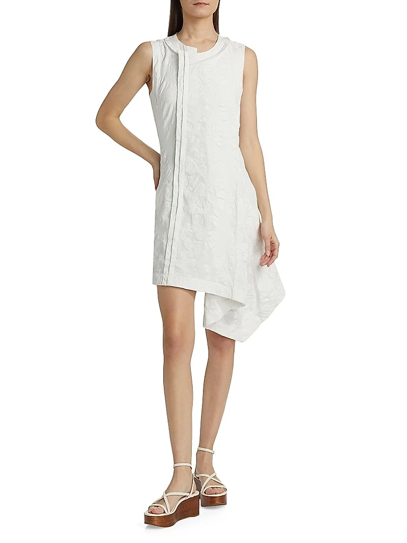 Textured Cotton Asymmetrical Minidress