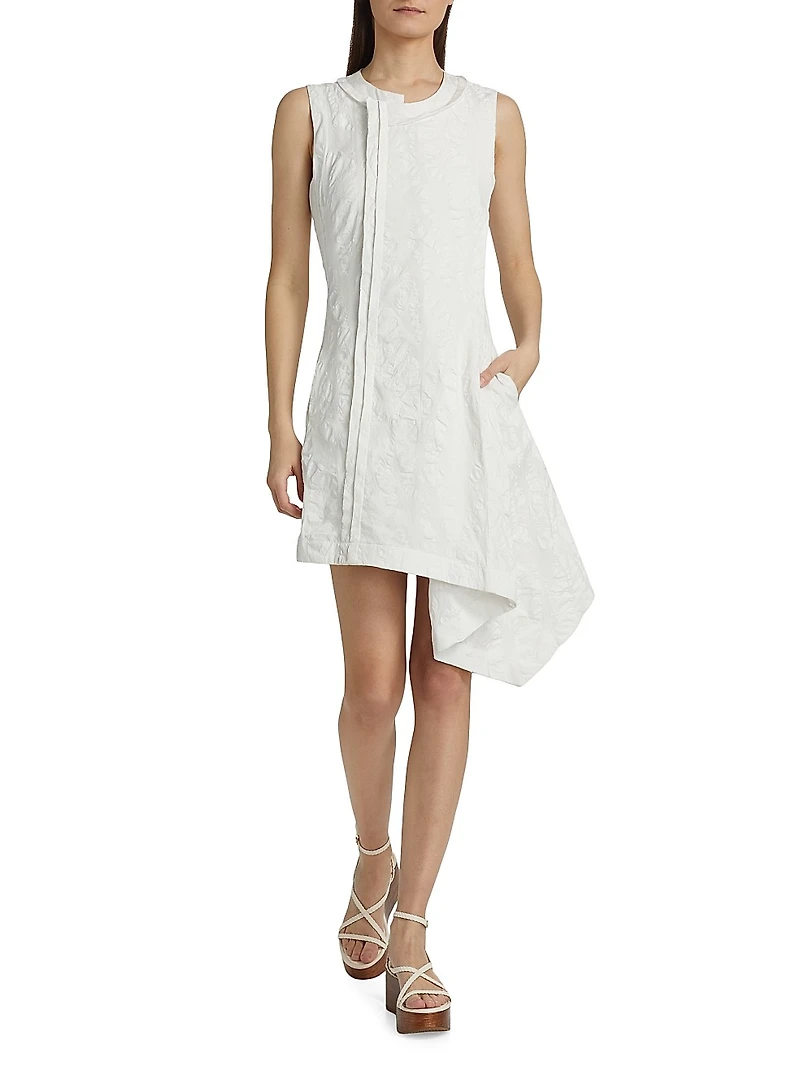 Textured Cotton Asymmetrical Minidress