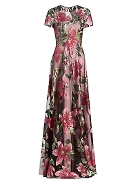Sequined Floral Gown