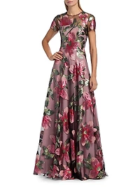 Sequined Floral Gown