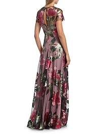 Sequined Floral Gown