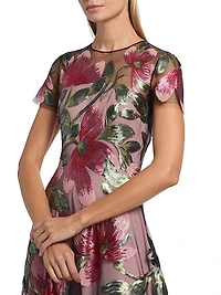 Sequined Floral Gown