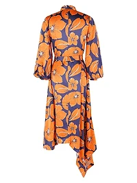 Cheery Blossom Silk Midi-Shirtdress